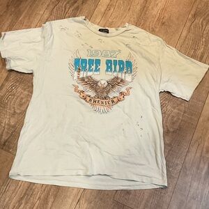 Free Bird Graphic T-Shirt bikercore distressed zutter Large Holey grunge